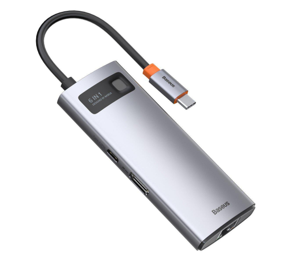 BASEUS Hub 6w1 Metal Gleam USB-C do 3x USB 3.0 + HDMI + USB-C PD + RJ45 CAHUB-CW0G - 731597 - zdjęcie 2